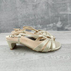 Walking Cradles Women 8 Wide Leandra Leather Kitten Heel Sandals